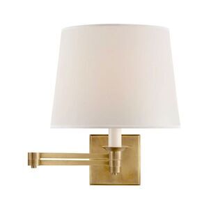 Visual Comfort Ralph Lauren Evans Swing Arm Sconce Natural Brass Percale Shade